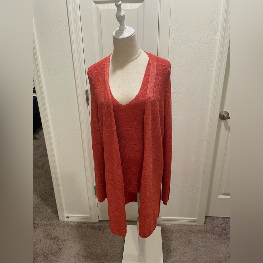 Ann Taylor Elegant Orange (with hints of gold sparkle) Women's Sweater Set